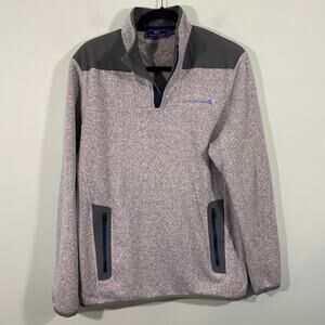 Vineyard Vines Men Heather Gray Shep Quarter Zip Fleece Pullover Sweater Size M